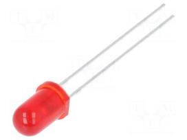 LED | red | 5mm | 700÷1300mcd | 30° | Front: convex | 1.95÷2.5VDC