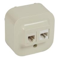 RJ 11 telephone + RJ45 UTP cat. 5e socket - Forix - surface mounting - ivory