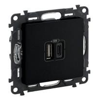 2 USB CHARGER A+C 3A 15W MAT BLACK VALENA LIFE