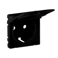 2P+E SCHUKO SOCKET COVER WITH FLAP MAT BLACK VALENA LIFE