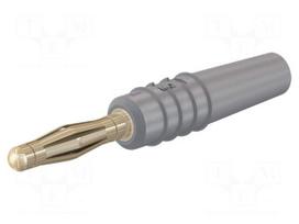 Laboratory connector: 2mm banana | plug | 10A | 30VAC | 60VDC | grey
