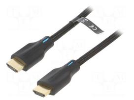 Cable | HDMI plug,both sides | PVC | textile | HDMI 2.1 | Len: 3m | black