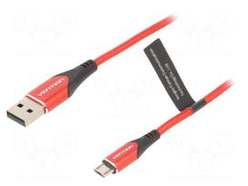 Cable | USB 2.0 | USB A plug,USB B micro plug | 1m | red | Cu,tinned