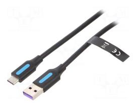Cable | USB 2.0 | USB A plug,USB C plug | 1m | black | Cu,tinned | PVC