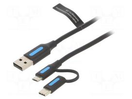 Cable | USB 2.0 | USB A plug,USB B micro plug,USB C plug | 2m | 3A
