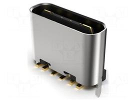 Connector: USB C | socket | SMT | PIN: 6 | vertical | top board mount | 3A