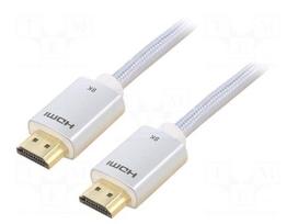 Cable | HDMI plug,both sides | PVC | textile | HDMI 2.1 | Len: 1m | 28AWG