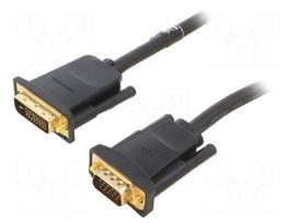 Cable | D-Sub 15pin HD plug,DVI-D (24+1) plug | PVC | Len: 1m | black