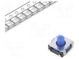 Microswitch TACT | SPST-NO | Pos: 2 | 0.05A/24VDC | SMT | none | 3.5N