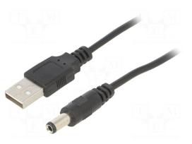 Cable | USB A plug,DC 5,5/2,5 plug | straight | black | 0.8m | 5÷50°C
