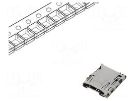 Connector: for cards | microSD | push-push,top board mount | SMT