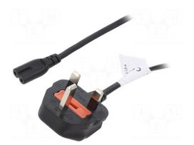Cable | 3x0.75mm2 | BS 1363 (G) plug,IEC C7 female | 1.8m | black