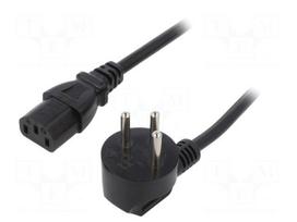 Cable | 3x0.75mm2 | IEC C13 female,IS1-16P (H) plug angled | PVC