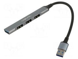 Hub USB | USB A socket x4,USB A plug | USB 3.0 | PnP | grey | 5Gbps