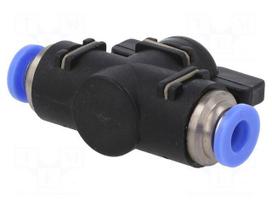 Shutoff valve | 0÷10bar | nickel plated brass,PBT | 6mmx2 | 0÷60°C