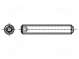 Screw | M3x4 | 0.5 | Head: without head | hex key | HEX 1.5mm | DIN 916