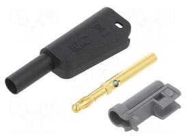 Laboratory connector: 4mm banana | plug | 32A | 1kV | black | screw