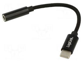 Adapter | Jack 3.5mm 4pin socket,USB C plug | 0.13m | textile
