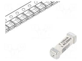 Fuse: fuse | ceramic | 125mA | 250VAC | 125VDC | time-lag | 3x10.1mm | SMD