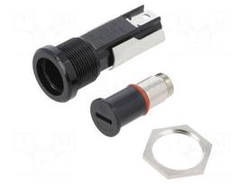 Fuse holder | 16A | 250VAC | FIZ | on panel | black | UL94V-0 | IP67 | 10mΩ