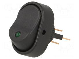 ROCKER | SPST | Pos: 2 | ON-OFF | 30A/12VDC | green | LED | RD | Body: black