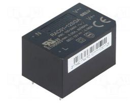 Converter: AC/DC | 1W | Uin: 85÷264VAC | 12VDC | Iout: 83mA | 68% | PCB