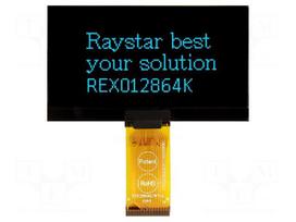 Display: OLED | graphical | 2.7" | 128x64 | Dim: 73x41.86x2.15mm | blue