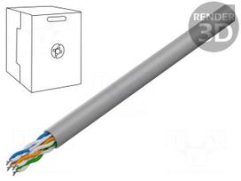 Wire | U/UTP | Cat 5e | 4x2x24AWG | CCA | wire | PE | grey | 305m | CCTV