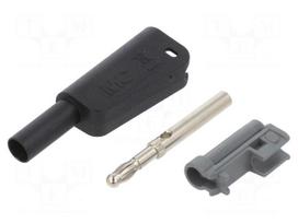 Laboratory connector: 4mm banana | plug | 19A | 1kV | black | 1mm2
