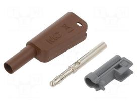Laboratory connector: 4mm banana | plug | 19A | 1kV | brown | 1mm2