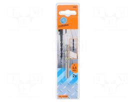 Drill bit | for metal | Ø: 3.5mm | high speed steel | 2pcs | blister