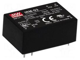 Converter: AC/DC | 3W | Uin: 85÷305VAC | 3.3VDC | Iout: 900mA | OUT: 1 | 68%