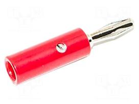 Laboratory connector: 4mm banana | plug | 15A | red | 41.3mm | on cable