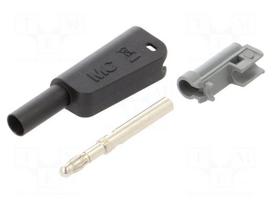 Laboratory connector: 4mm banana | plug | 32A | 1kV | black | soldered