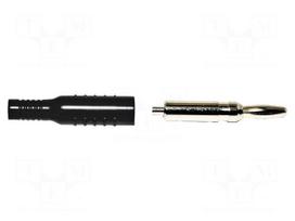 Laboratory connector: 4mm banana | plug | 15A | black | nickel plated