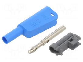 Laboratory connector: 4mm banana | plug | 19A | 1kV | blue | 1mm2