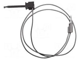 Test lead: single | 5A | clip-on hook probe,banana plug 4mm | black