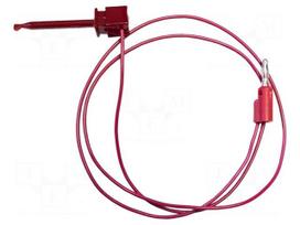 Test lead: single | 5A | clip-on hook probe,banana plug 4mm | red