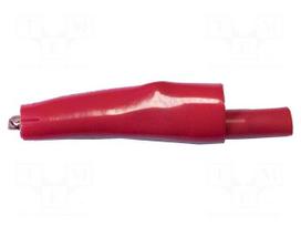 Crocodile clip | 10A | red | Grip capac: max.7.9mm | Socket size: 4mm