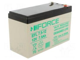 Re-battery: acid-lead | 12V | 7.5Ah | AGM | maintenance-free | EFL