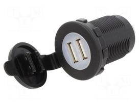 USB power supply | USB A socket x2 | Sup.volt: 12÷24VDC | 5V/2.4A