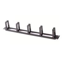 Rack 19" 1U kabeļu organizators 5 plastmasas gredzeni MELNS