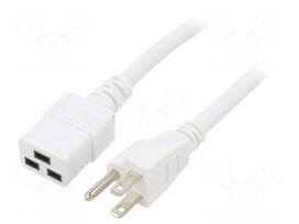 Cable | SJT | 3x14AWG | IEC C19 female,NEMA 5-15 (B) plug | PVC | 1.8m