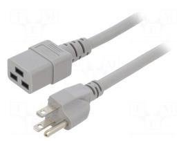 Cable | SJT | 3x14AWG | IEC C19 female,NEMA 5-15 (B) plug | PVC | 1.8m