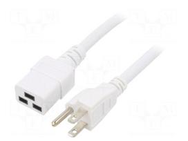 Cable | SJT | 3x14AWG | IEC C19 female,NEMA 5-15 (B) plug | PVC | 2m