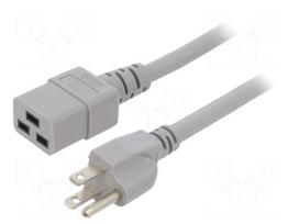 Cable | SJT | 3x14AWG | IEC C19 female,NEMA 5-15 (B) plug | PVC | 5m