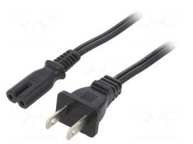 Cable | 2x18AWG | IEC C7 female,NEMA 1-15 (A) plug | PVC | 5m | black