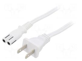 Cable | 2x18AWG | IEC C7 female,NEMA 1-15 (A) plug | PVC | 1m | white