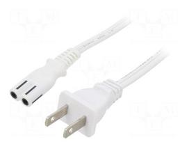 Cable | 2x18AWG | IEC C7 female,NEMA 1-15 (A) plug | PVC | 5m | white