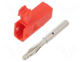 Laboratory connector: 2mm banana | plug | 10A | 30VAC | 60VDC | red